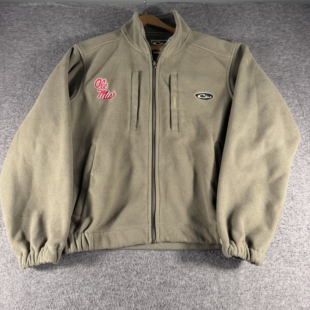 Drake Ole Miss Waterfowl Systems MST Mens Fleece Full-Zip Jacket Green Size S